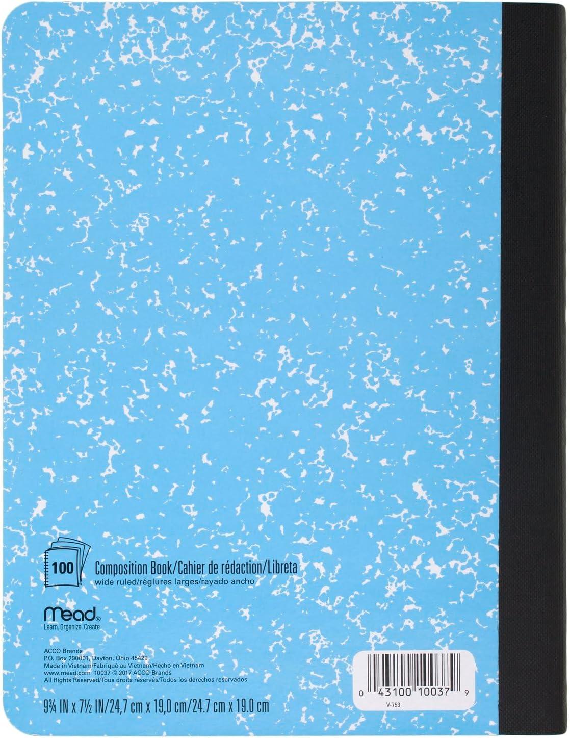 imageMead Composition Notebook 6 Pack Wide Ruled Paper 712quot x 934quot 100 Sheets per Comp Book Assorted Colors 950054ECM