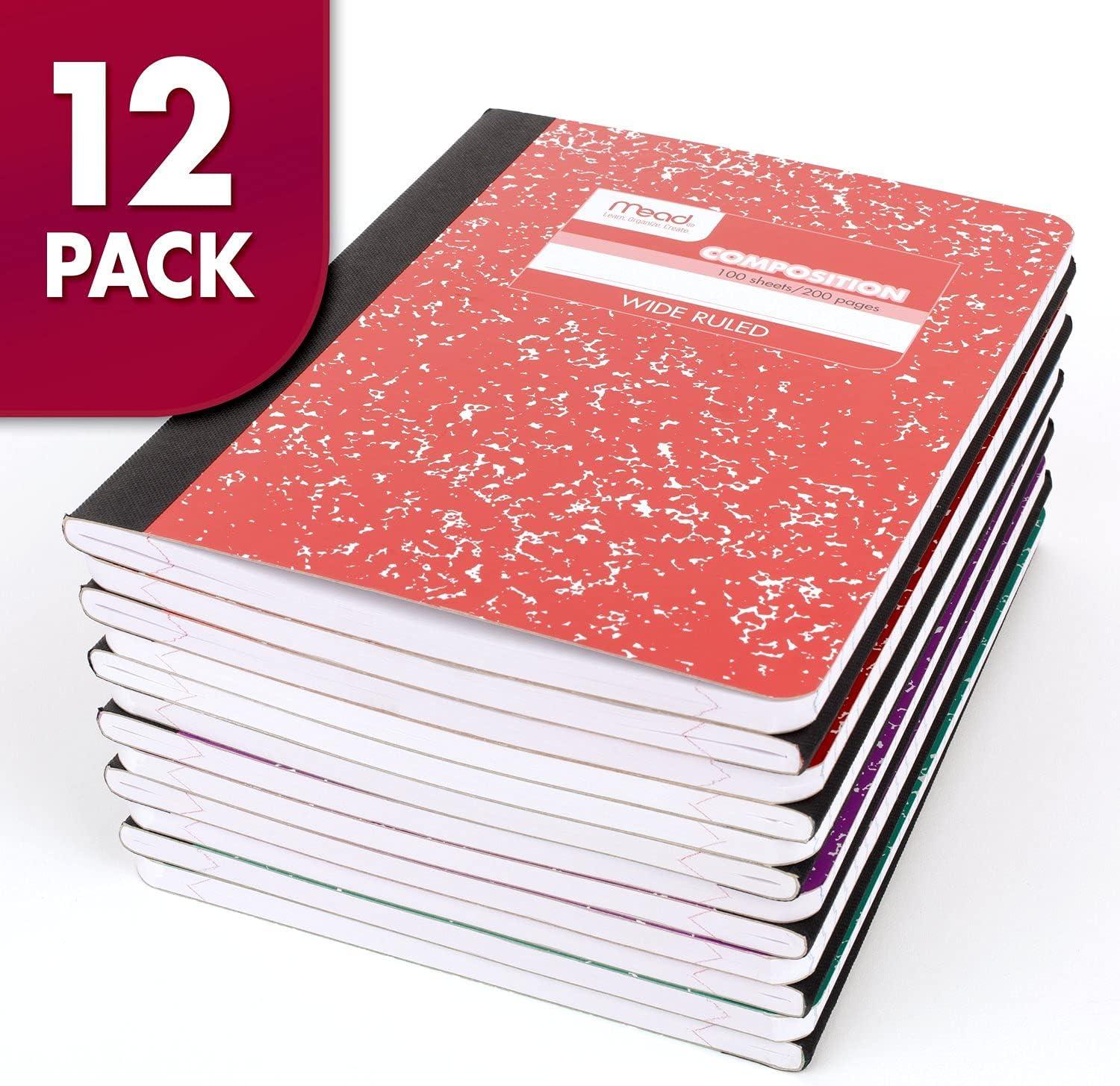 imageMead Composition Notebook Wide Ruled Paper 712quot x 934quot 100 Sheets Green Marble 09918AC5Assorted Colors