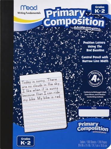 imageMead Primary Composition Book 12 Pack Primary Ruled Journal Grades K2 712quot x 934quot 100 Sheets per Comp Book Assorted Colors 610054ECM1 Pack