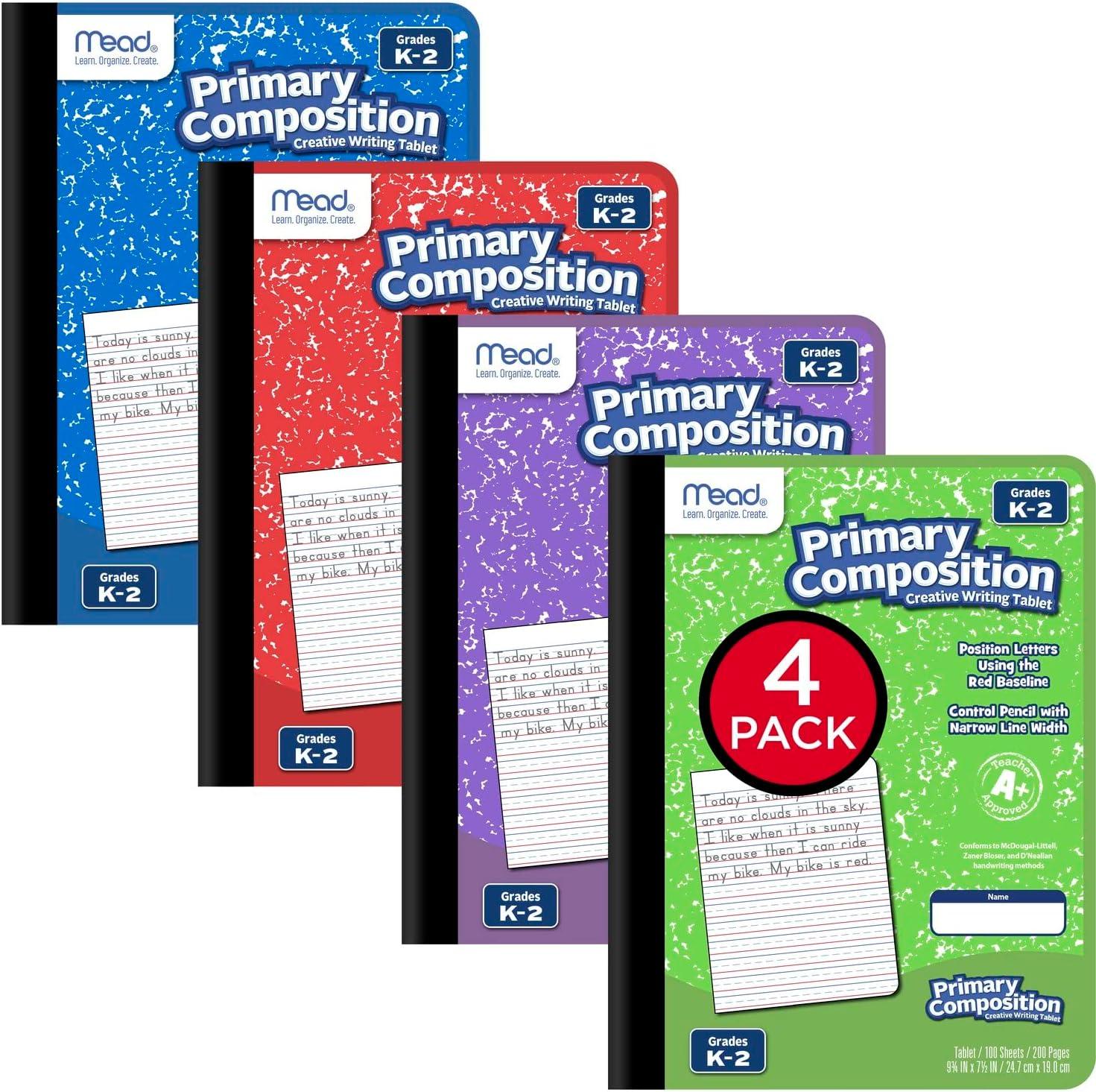 imageMead Primary Composition Book 12 Pack Primary Ruled Journal Grades K2 712quot x 934quot 100 Sheets per Comp Book Assorted Colors 610054ECM4 Pack