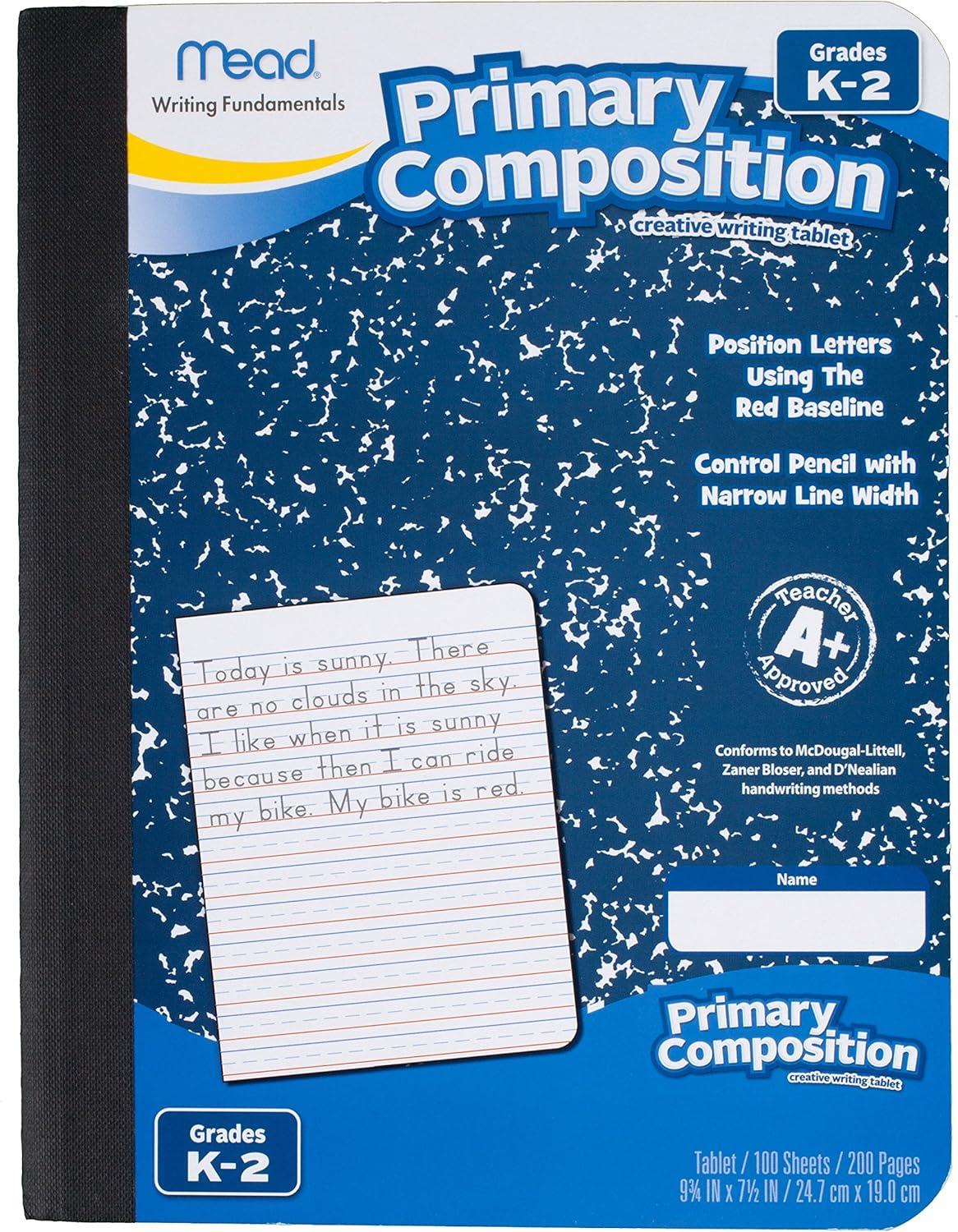 imageMead Primary Composition Book 12 Pack Primary Ruled Journal Grades K2 712quot x 934quot 100 Sheets per Comp Book Assorted Colors 610054ECM5 Pack