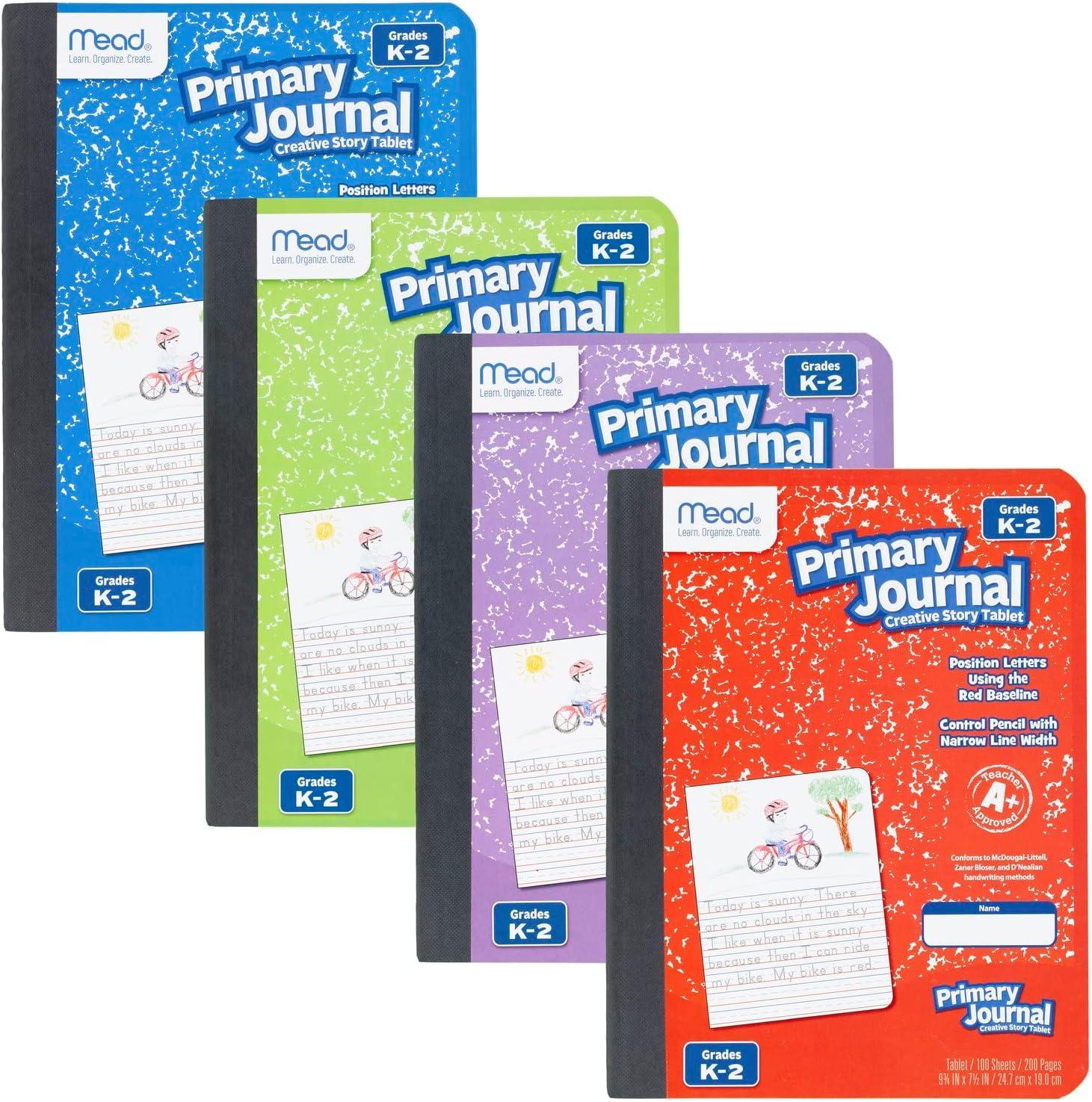 imageMead Primary Journal Half Page Ruled Grades K2 7 12quot x 934quot 100 Sheets Color Will Vary 10297Assorted