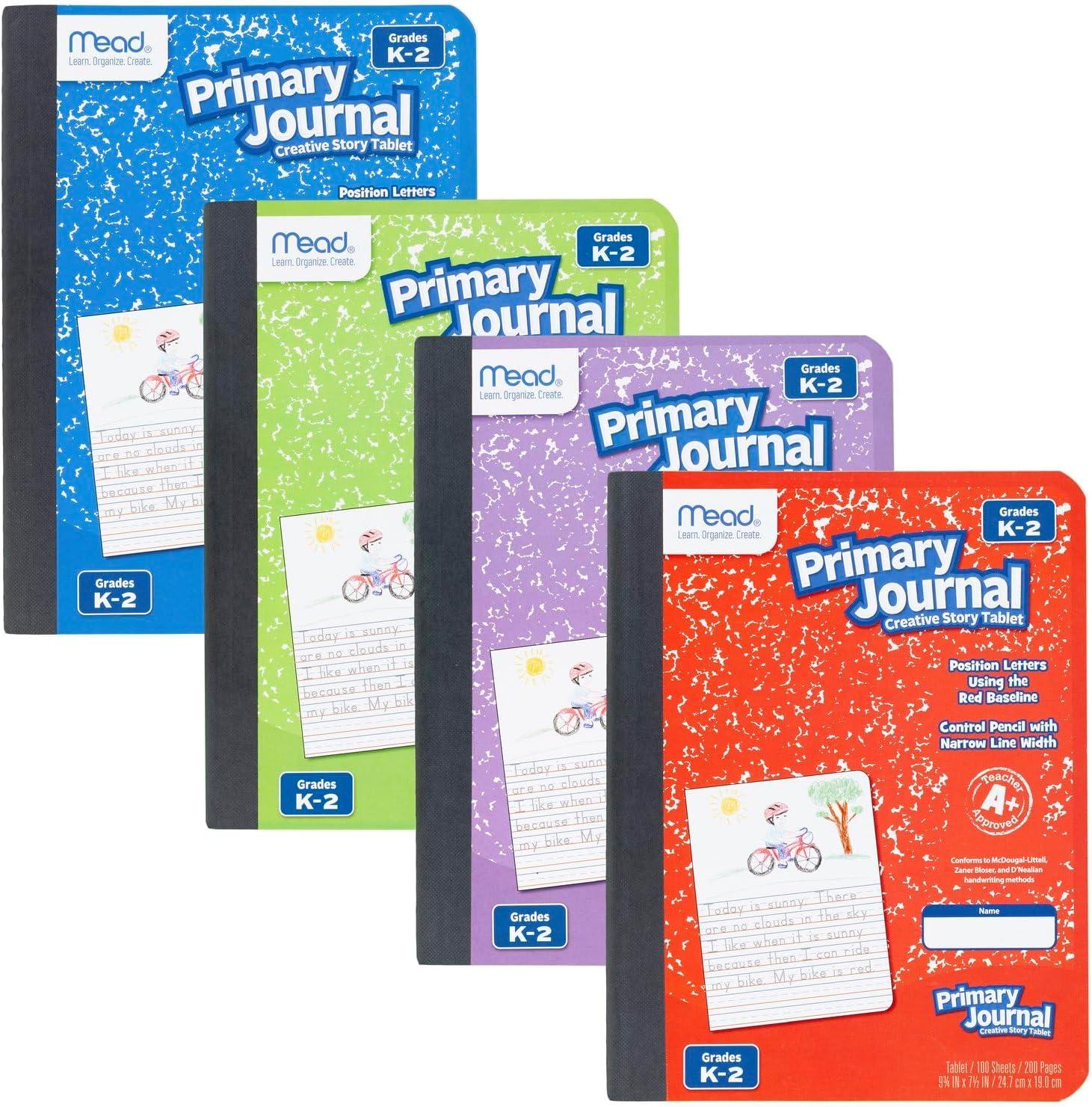 imageMead Primary Journal Half Page Ruled Grades K2 7 12quot x 934quot 100 Sheets Color Will Vary 10297Color Selected For You