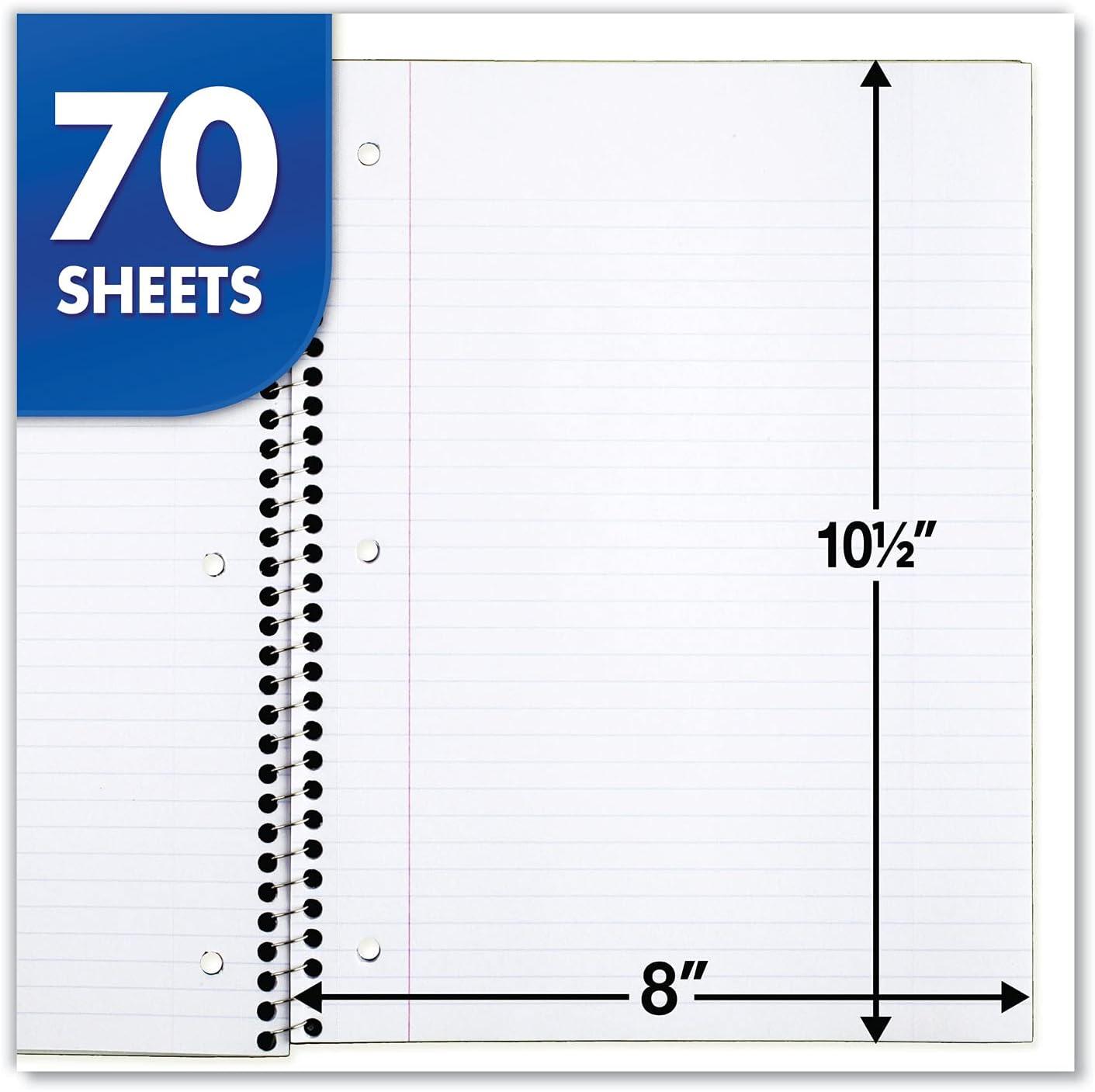 imageMead Spiral Notebook 12 Pack 1 Subject College Ruled Paper 712quot x 1012quot 70 Sheets per Notebook Colors Will Vary 830063ECM25Pack of 6