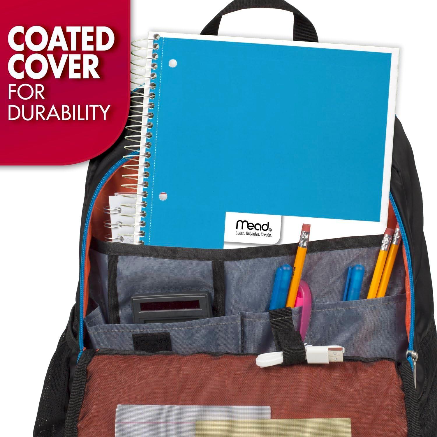 imageMead Spiral Notebook 3 Subject Wide Ruled Paper 712quot x 1012quot 120 Sheets Color Will Vary 93020625Pack of 1