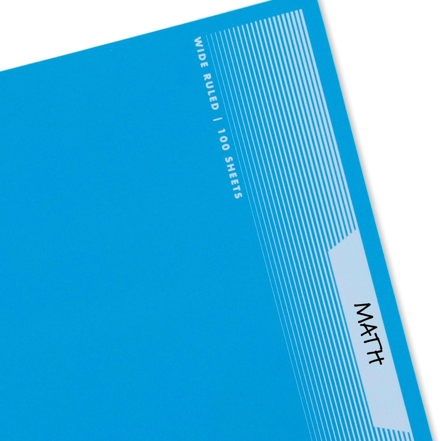 imageMead Spiral Notebook 5 Pack 5 Subject Wide Ruled Paper Plastic Cover 8quot x 1012quot 160 Sheets per Notebook Black Red Blue Green and Yellow 930101AECM1 Subject