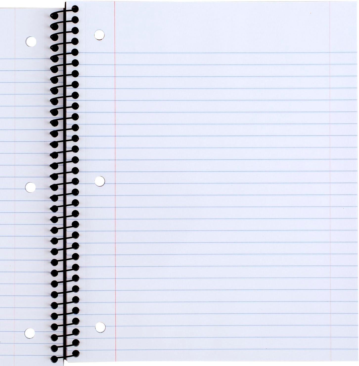 imageMead Spiral Notebook 5 Pack 5 Subject Wide Ruled Paper Plastic Cover 8quot x 1012quot 160 Sheets per Notebook Black Red Blue Green and Yellow 930101AECM1 Subject