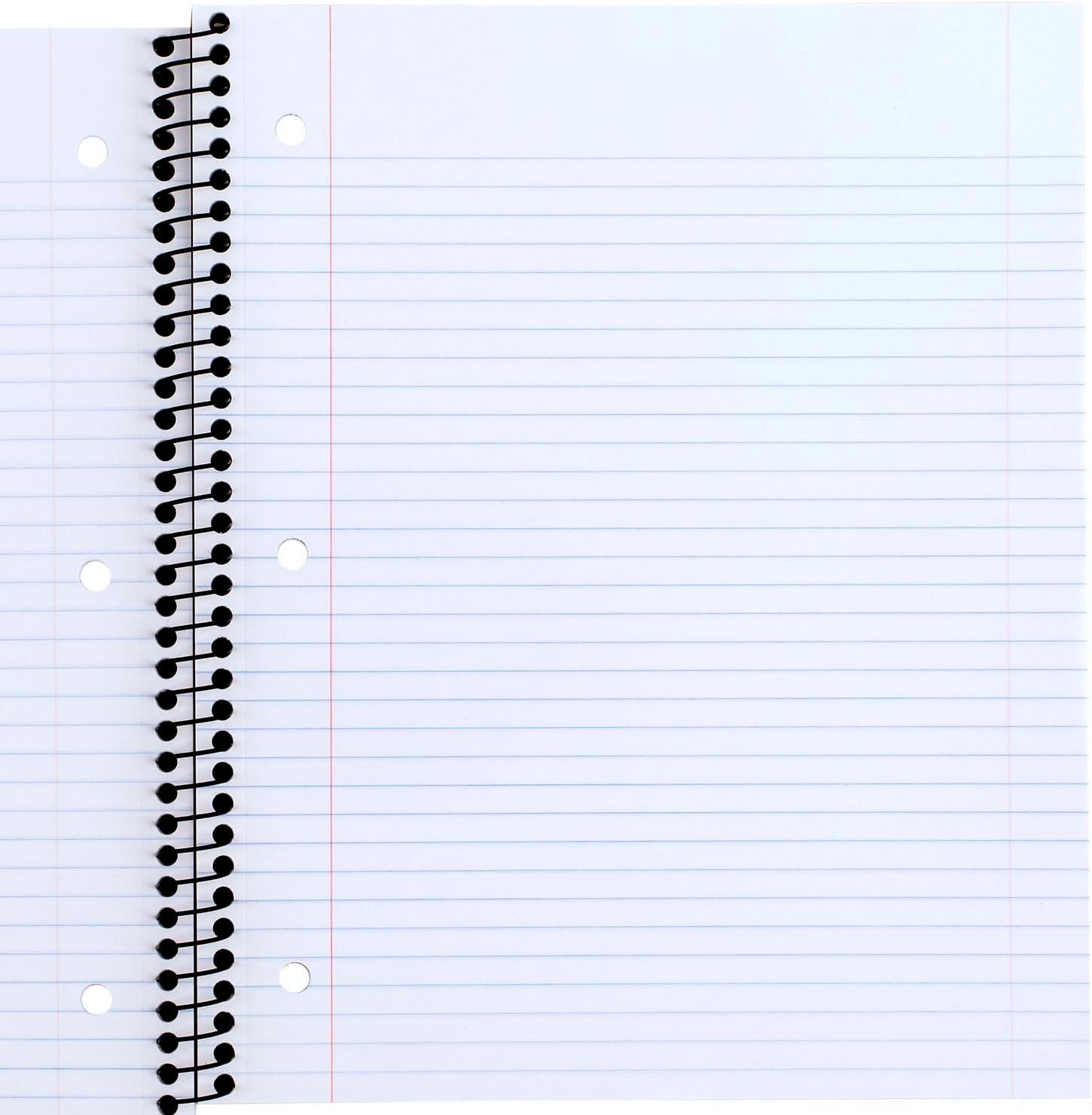 imageMead Spiral Notebook 5 Pack 5 Subject Wide Ruled Paper Plastic Cover 8quot x 1012quot 160 Sheets per Notebook Black Red Blue Green and Yellow 930101AECM3 Subject