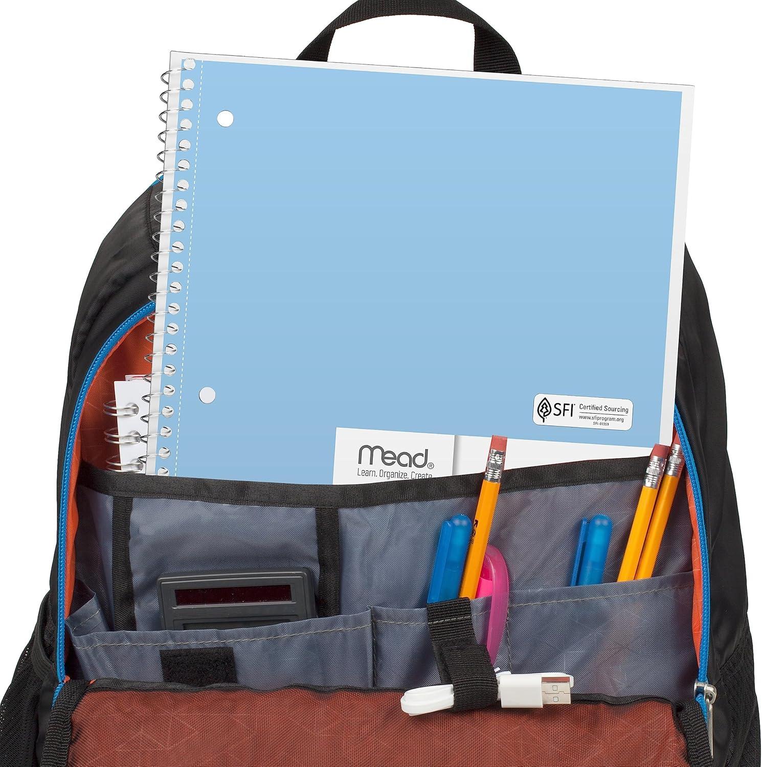 imageMead Spiral Notebook 6 Pack 1 Subject Wide Ruled Paper 712quot x 1012quot 70 Sheets per Notebook Assorted Pastel Colors 930050ECMPack of 24