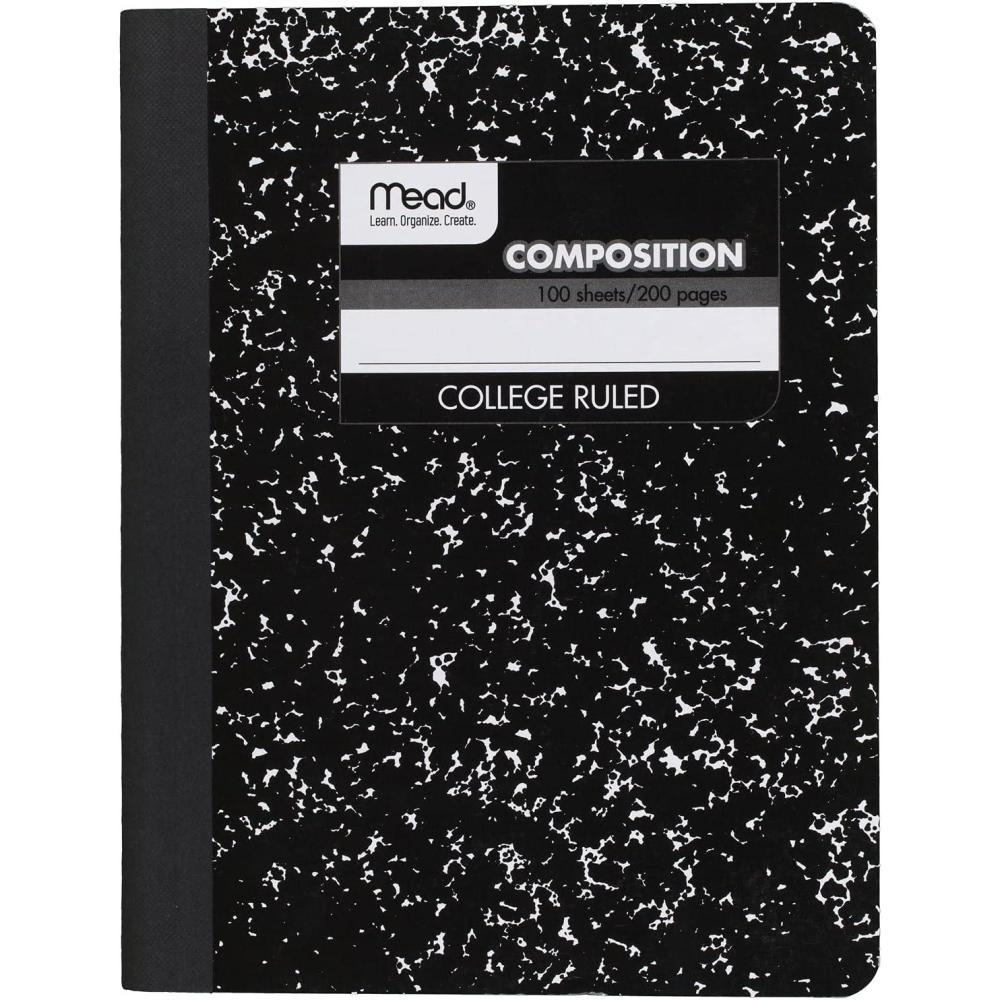 imageMead Composition Notebook 12 Pack College Ruled Paper 712quot x 934quot 100 Sheets per Comp Book Black Marble 72938Pack of 1