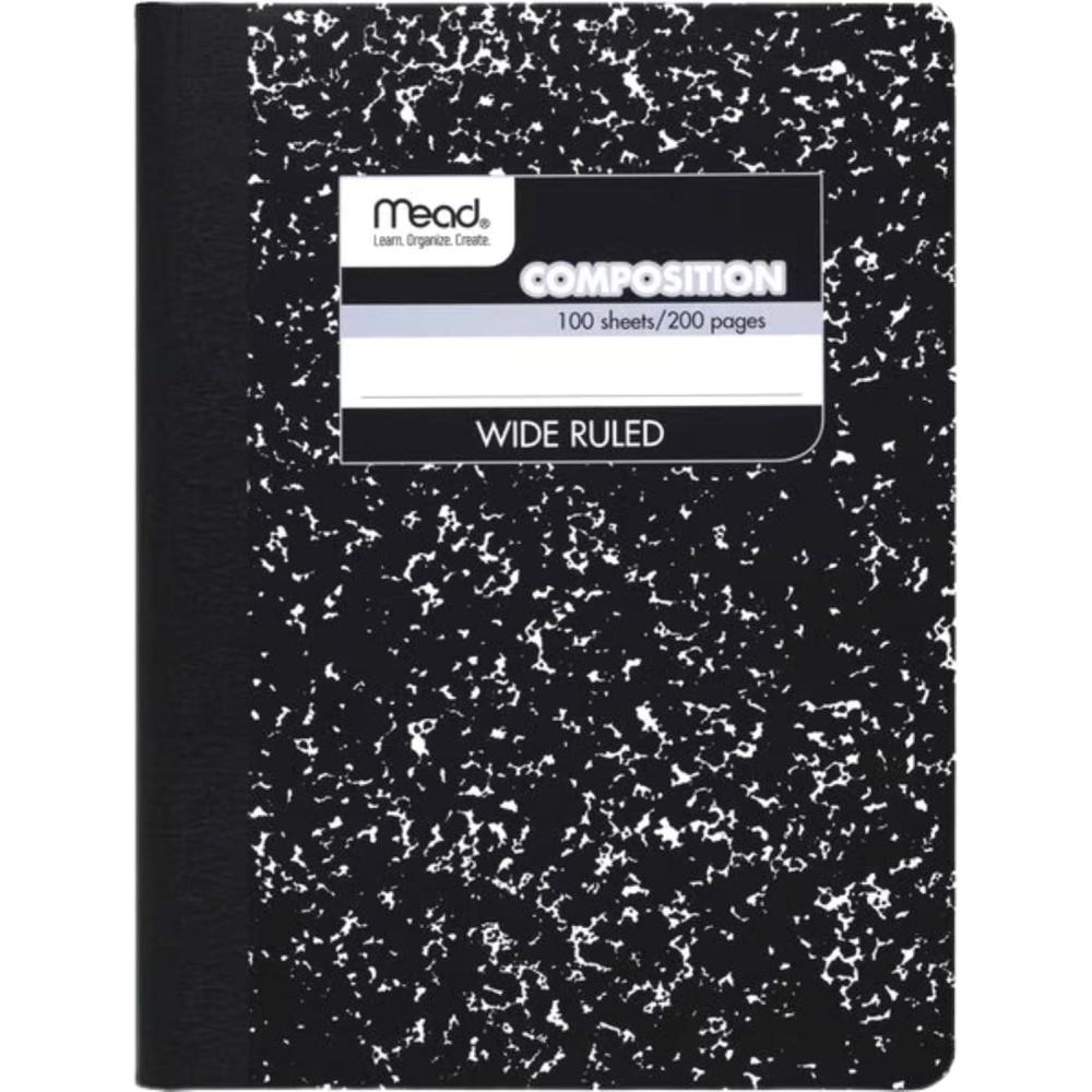 imageMead Composition Notebook 3 Pack Wide Ruled Paper 712quot x 934quot 100 Sheets per Comp Book Black Marble 38301Pack of 1