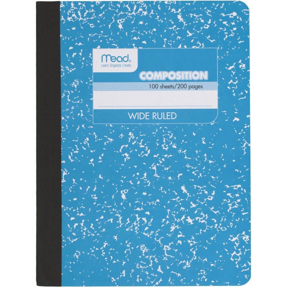 imageMead Composition Notebook Wide Ruled Paper 712quot x 934quot 100 Sheets Green Marble 09918AC5Blue Marble