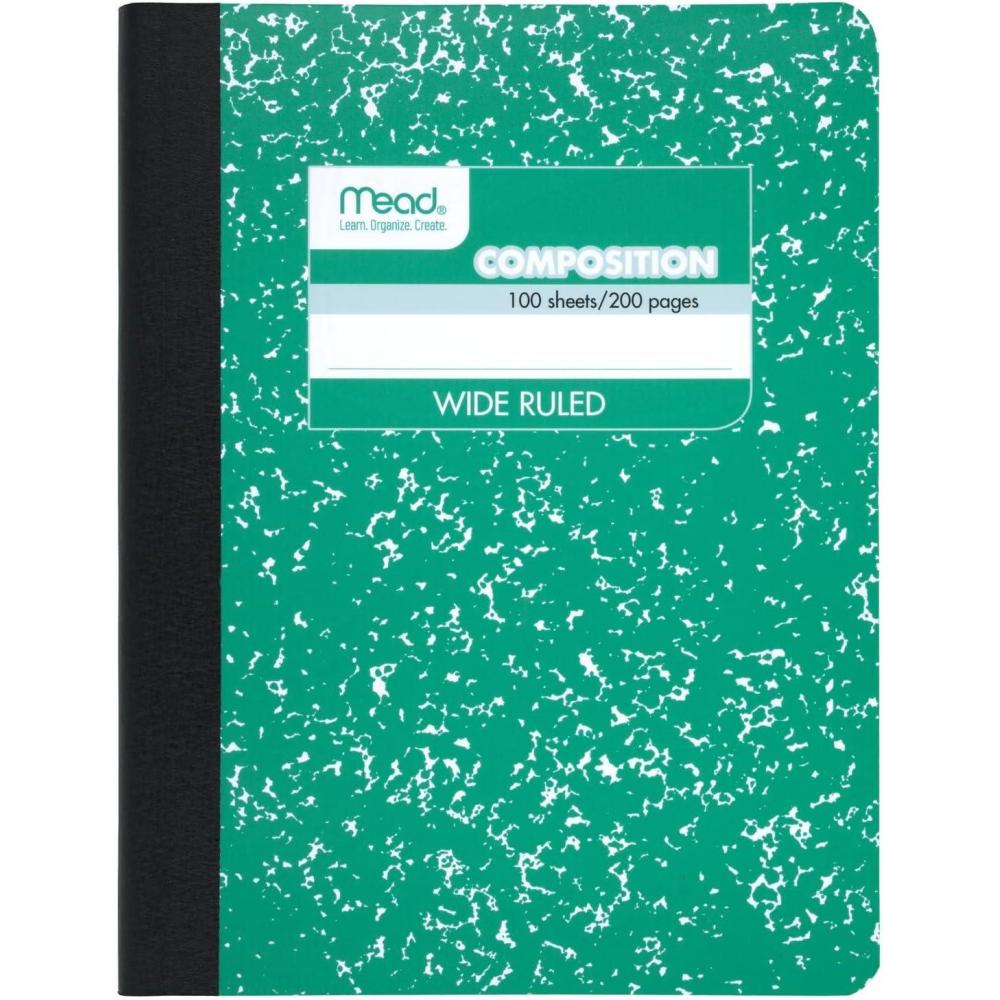 imageMead Composition Notebook Wide Ruled Paper 712quot x 934quot 100 Sheets Green Marble 09918AC5Green Marble