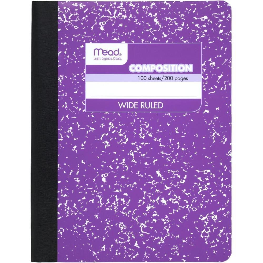 imageMead Composition Notebook Wide Ruled Paper 712quot x 934quot 100 Sheets Green Marble 09918AC5Purple Marble