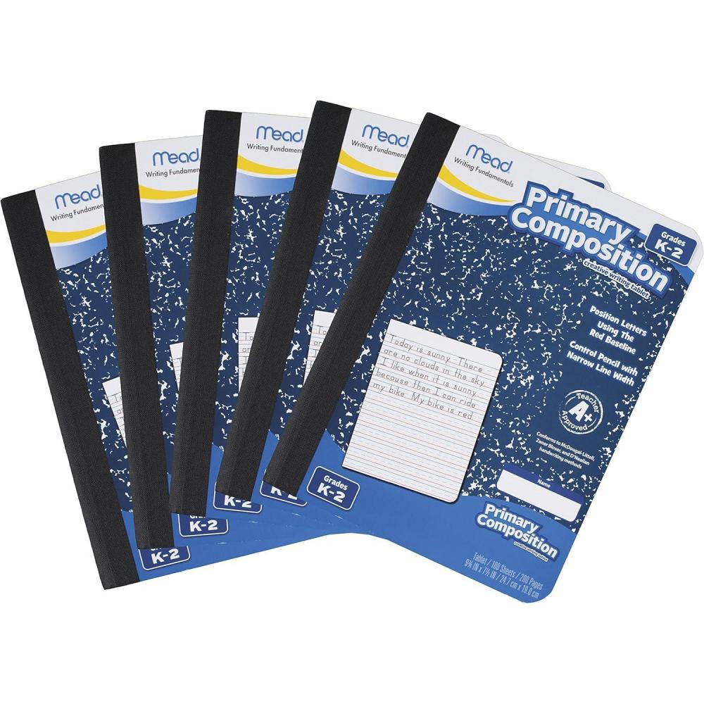 imageMead Primary Composition Book 12 Pack Primary Ruled Journal Grades K2 712quot x 934quot 100 Sheets per Comp Book Assorted Colors 610054ECM5 Pack