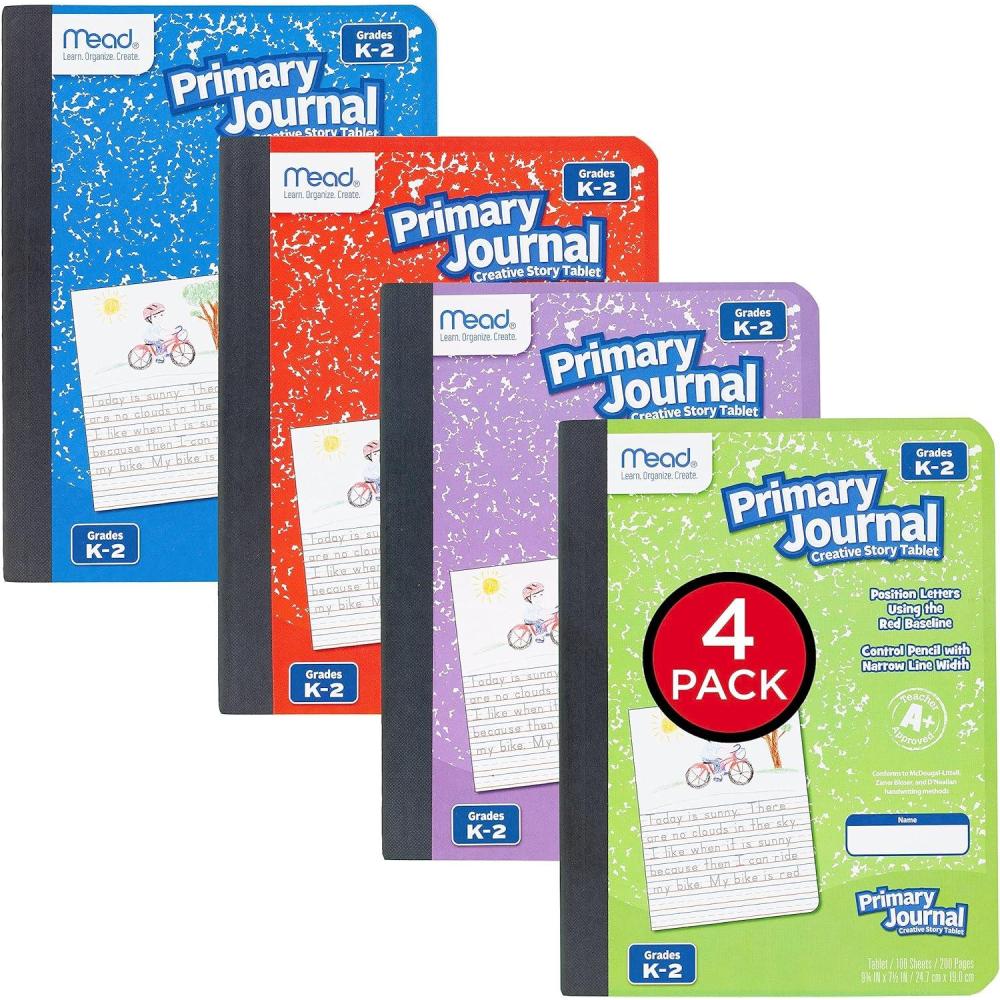 imageMead Primary Journal Half Page Ruled Grades K2 7 12quot x 934quot 100 Sheets Color Will Vary 10297Assorted Colors