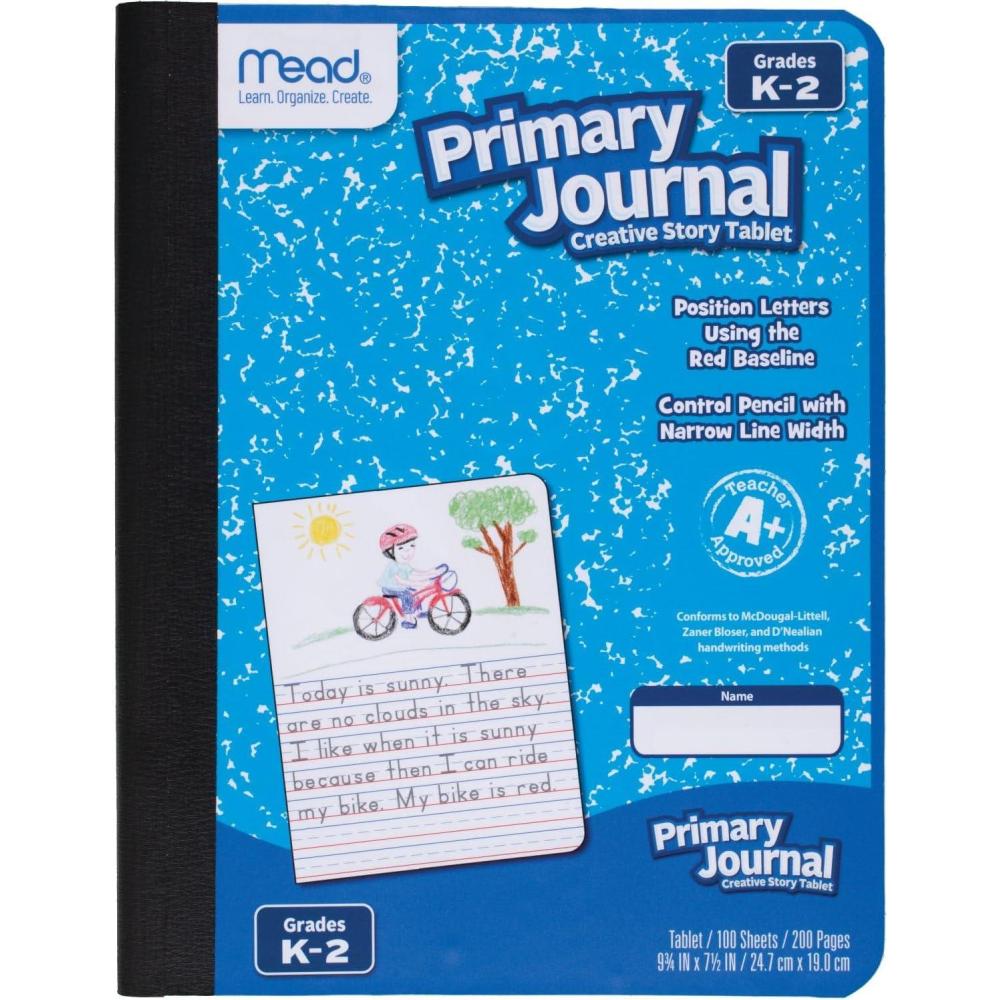 imageMead Primary Journal Half Page Ruled Grades K2 7 12quot x 934quot 100 Sheets Color Will Vary 10297Color Selected For You