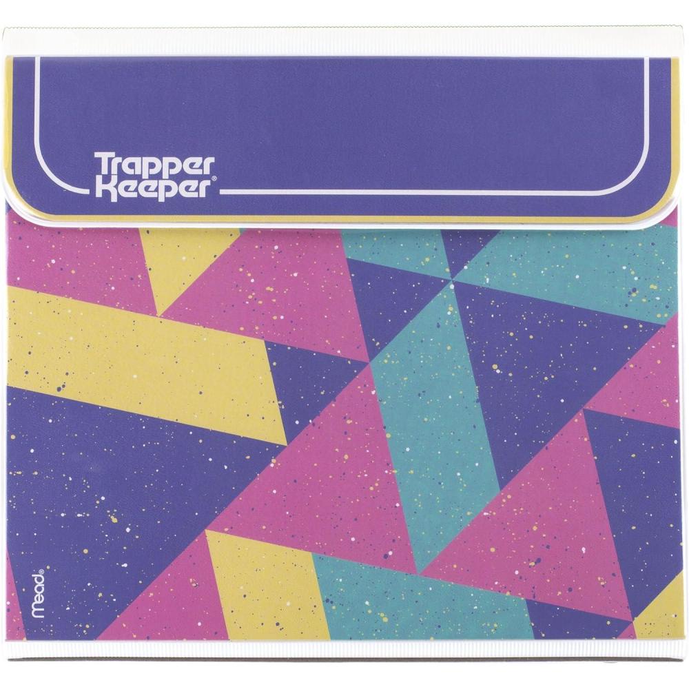 imageMead Trapper Keeper Binder Retro Design 1 Inch Binder with Folders and Pockets Holds 812quot x 11quot Paper Shapes 260038CQ1ECMColorblock
