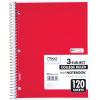 imageMead Spiral Notebook 3 Subject College Ruled Paper 8quot x 11quot 120 Sheets Color Will Vary 82039425Standard