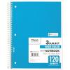 imageMead Spiral Notebook 3 Subject Wide Ruled Paper 712quot x 1012quot 120 Sheets Color Will Vary 93020625Pack of 1