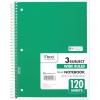 imageMead Spiral Notebook 3 Subject Wide Ruled Paper 712quot x 1012quot 120 Sheets Color Will Vary 93020625Pack of 1