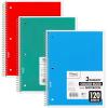 imageMead Spiral Notebook 3 Subject Wide Ruled Paper 712quot x 1012quot 120 Sheets Color Will Vary 93020625Pack of 1
