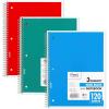 imageMead Spiral Notebook 3 Subject Wide Ruled Paper 712quot x 1012quot 120 Sheets Color Will Vary 93020625Pack of 2