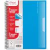 imageMead Spiral Notebook 5 Pack 5 Subject Wide Ruled Paper Plastic Cover 8quot x 1012quot 160 Sheets per Notebook Black Red Blue Green and Yellow 930101AECM1 Subject
