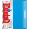 imageMead Spiral Notebook 5 Pack 5 Subject Wide Ruled Paper Plastic Cover 8quot x 1012quot 160 Sheets per Notebook Black Red Blue Green and Yellow 930101AECM3 Subject