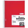 imageMead Spiral Notebook 3 Subject Wide Ruled Paper 712quot x 1012quot 120 Sheets Color Will Vary 93020625Pack of 1