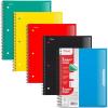 imageMead Spiral Notebook 5 Pack 5 Subject Wide Ruled Paper Plastic Cover 8quot x 1012quot 160 Sheets per Notebook Black Red Blue Green and Yellow 930101AECM5 Subject