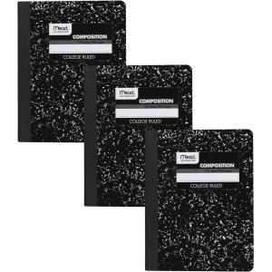 imageMead Composition Notebook 12 Pack College Ruled Paper 712quot x 934quot 100 Sheets per Comp Book Black Marble 72938Pack of 3