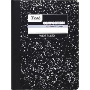 imageMead Composition Notebook 3 Pack Wide Ruled Paper 712quot x 934quot 100 Sheets per Comp Book Black Marble 38301Pack of 1