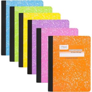 imageMead Composition Notebook 6 Pack College Ruled Paper 712quot x 934quot 100 Sheets per Comp Book Assorted Colors 850106ECM