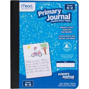 imageMead Primary Journal Half Page Ruled Grades K2 7 12quot x 934quot 100 Sheets Color Will Vary 10297Blue