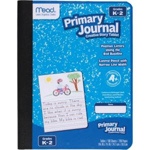 imageMead Primary Journal Half Page Ruled Grades K2 7 12quot x 934quot 100 Sheets Color Will Vary 10297Color Selected For You
