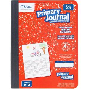 imageMead Primary Journal Half Page Ruled Grades K2 7 12quot x 934quot 100 Sheets Color Will Vary 10297Red