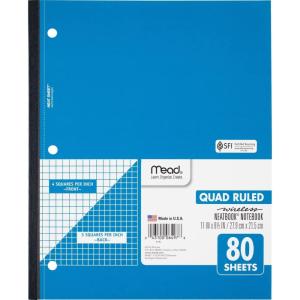 imageMead Spiral Notebook 1 Subject Graph Ruled Paper 712quot x 1012quot 100 Sheets Fire Red 05676AB5Color Selected for You