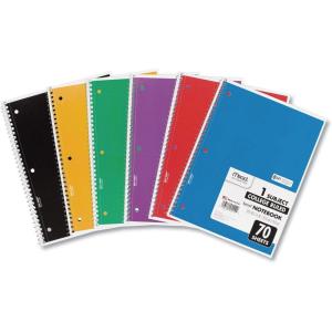 imageMead Spiral Notebook 12 Pack 1 Subject College Ruled Paper 712quot x 1012quot 70 Sheets per Notebook Colors Will Vary 830063ECM25Pack of 6