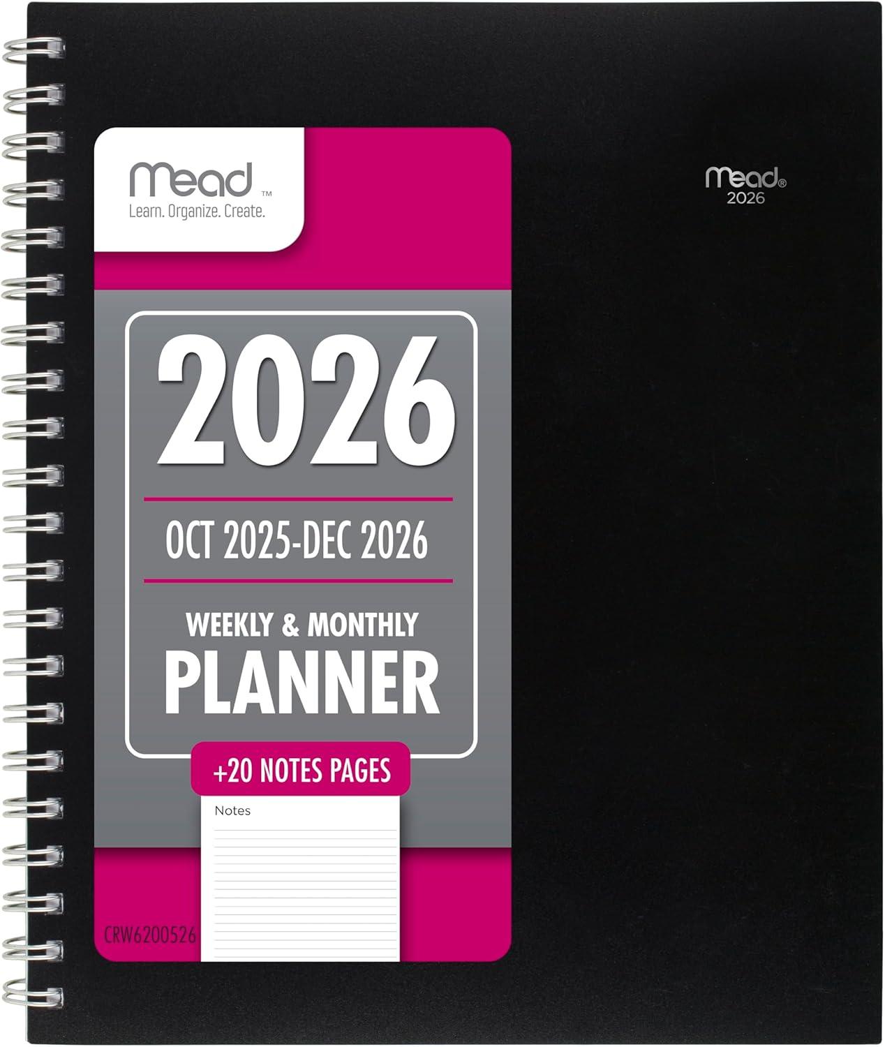 imageMead 2026 Planner Weekly ampamp Monthly 15Month 812quot x 11quot Large Basic Sage Green CRW6209326Black