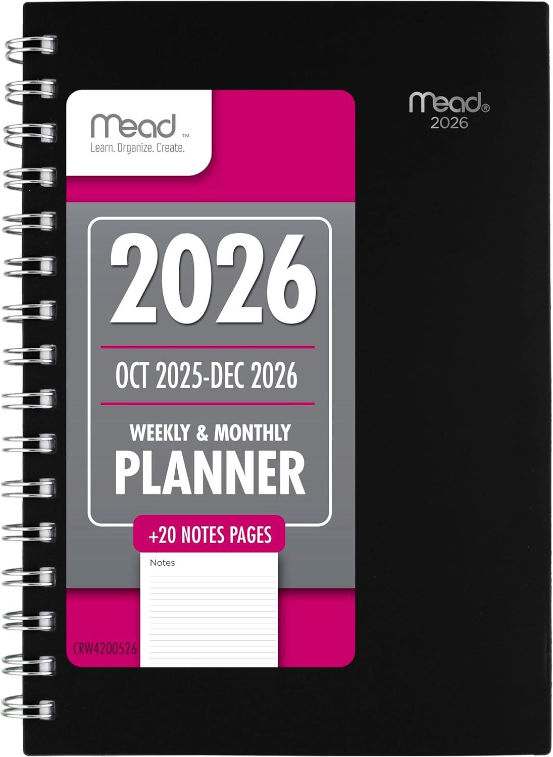 imageMead 2026 Planner Weekly ampamp Monthly 15Month 812quot x 11quot Large Basic Sage Green CRW6209326Black
