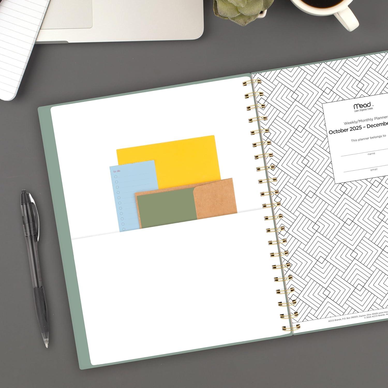 imageMead 2026 Planner Weekly ampamp Monthly 15Month 812quot x 11quot Large Basic Sage Green CRW6209326Sage Green