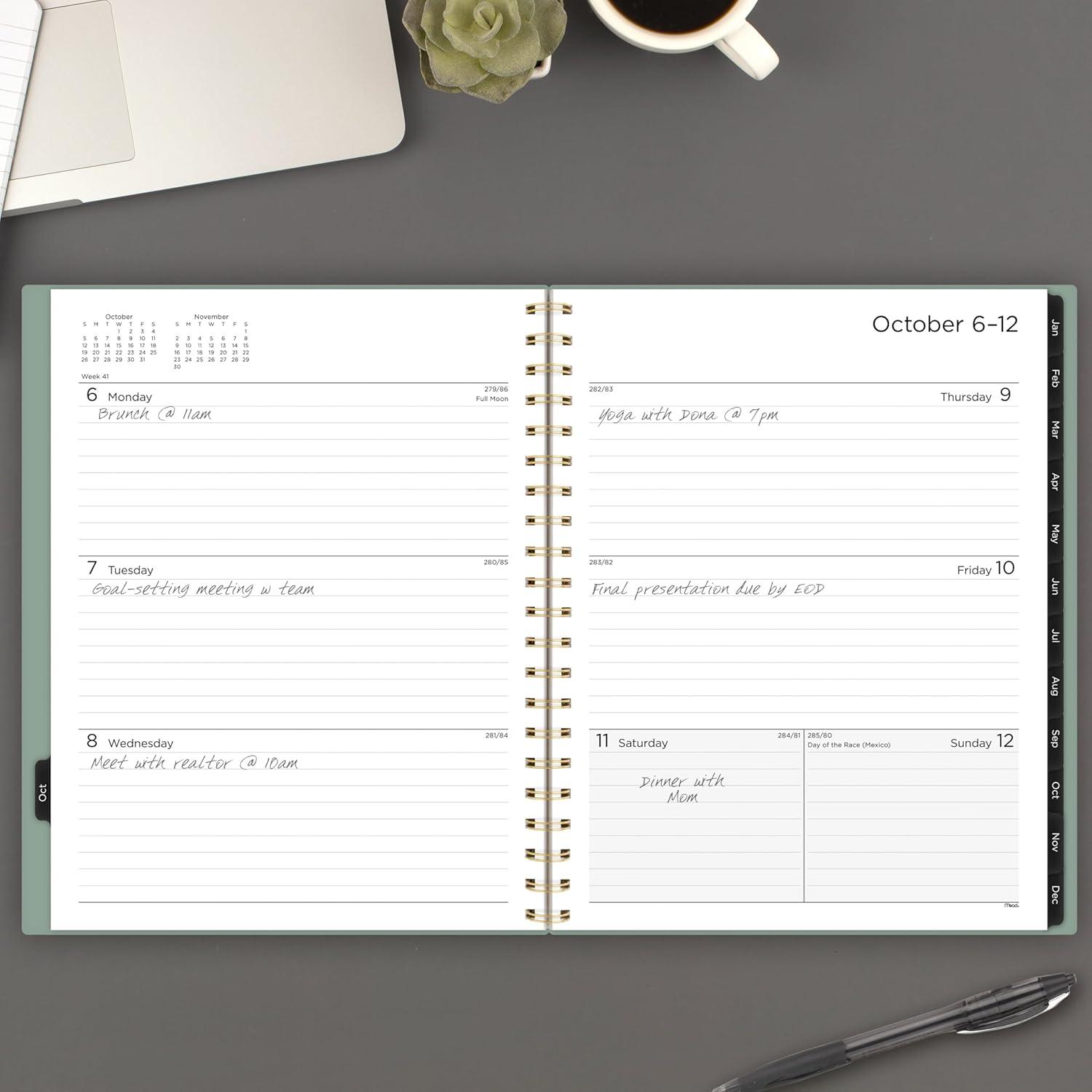 imageMead 2026 Planner Weekly ampamp Monthly 15Month 812quot x 11quot Large Basic Sage Green CRW6209326Sage Green