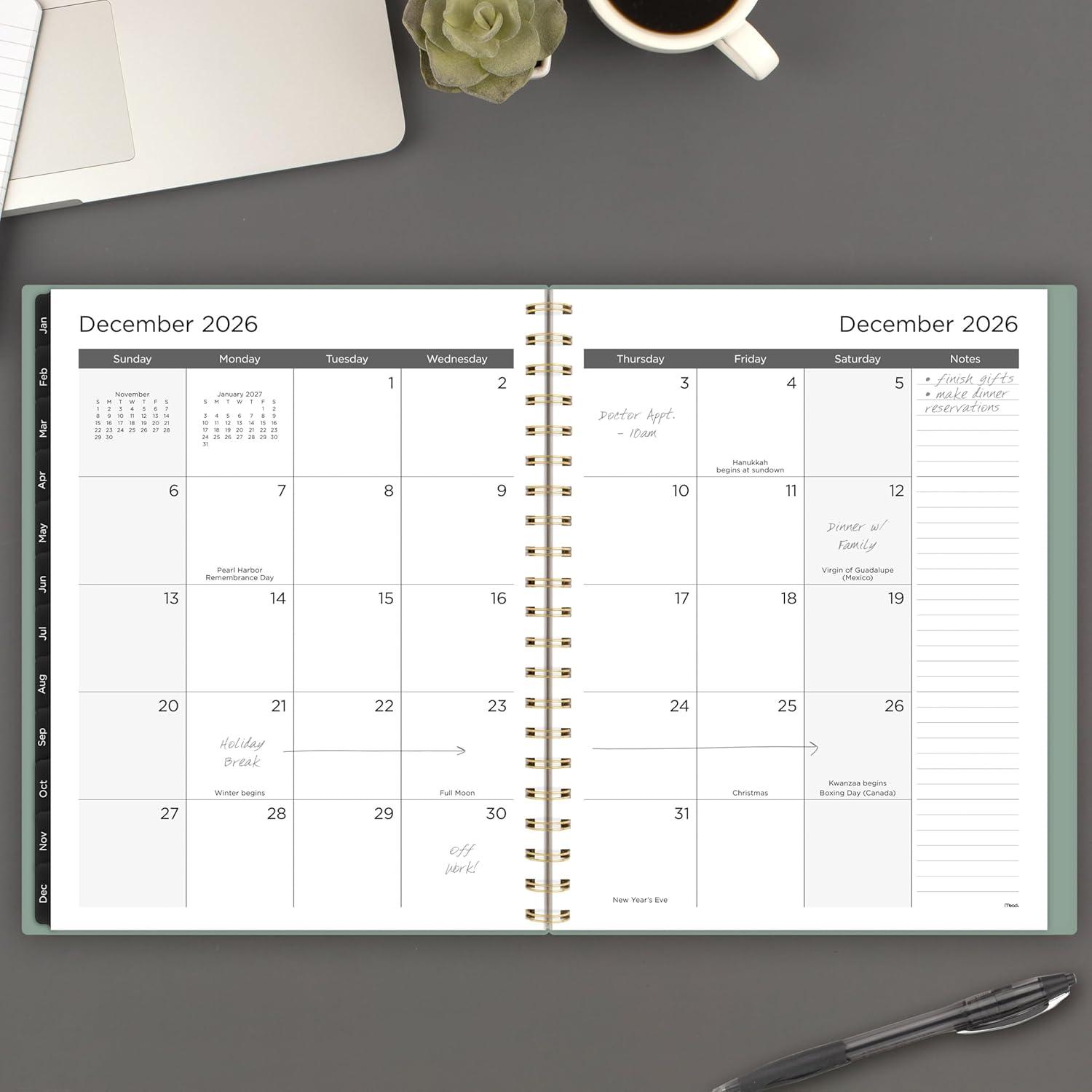 imageMead 2026 Planner Weekly ampamp Monthly 15Month 812quot x 11quot Large Basic Sage Green CRW6209326Sage Green