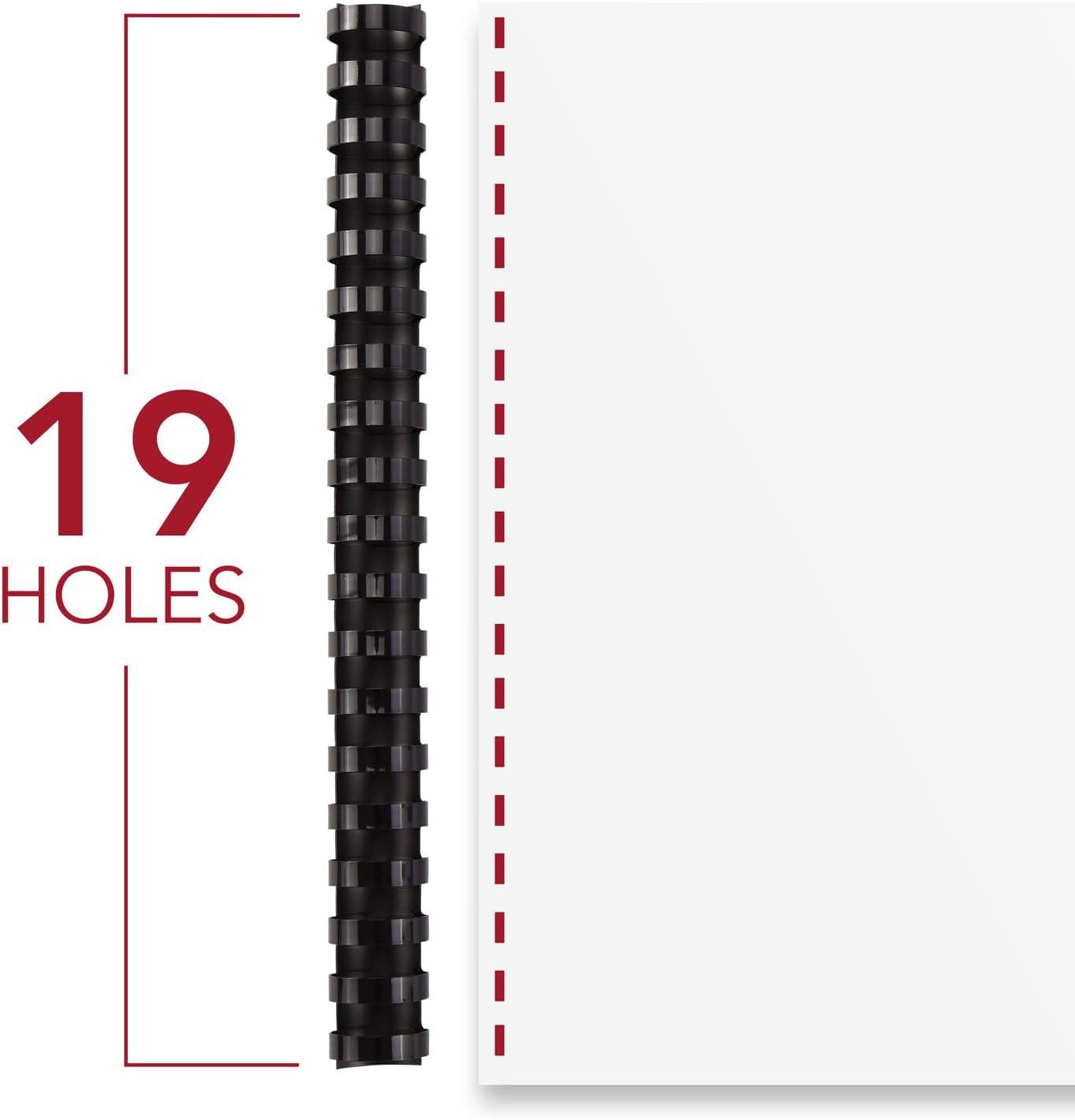 imageMead CombBind Binding SpinesSpiralsCoilsCombs 916quot 105 Sheet Capacity Black 125 Pack 40001381