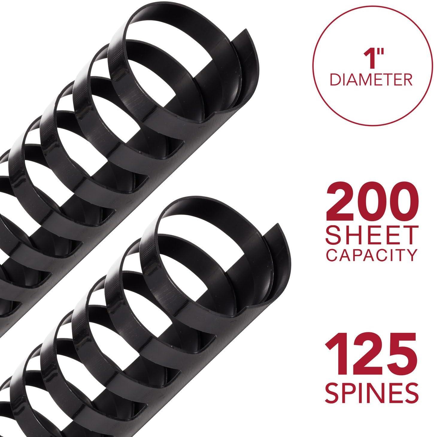 imageMead CombBind Binding SpinesSpiralsCoilsCombs 916quot 105 Sheet Capacity Black 125 Pack 40001381