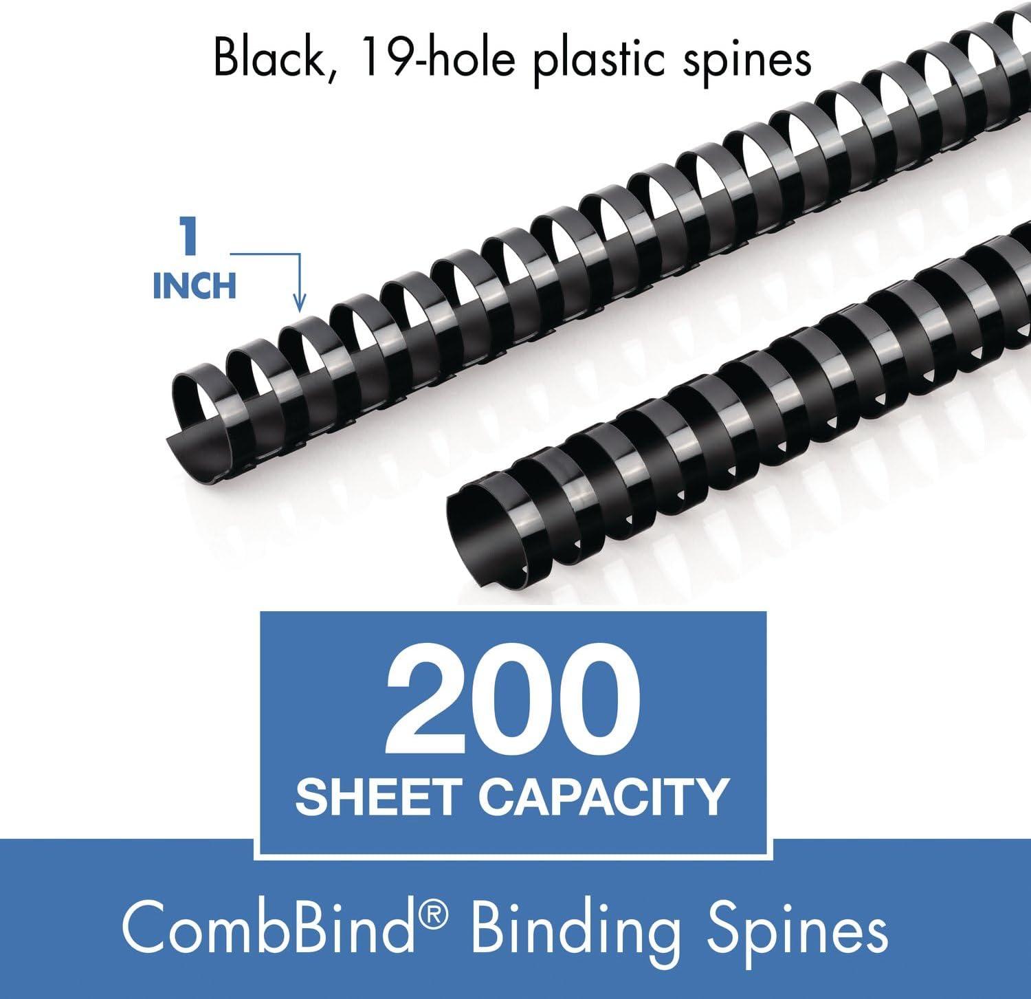 imageMead CombBind Binding SpinesSpiralsCoilsCombs 916quot 105 Sheet Capacity Black 125 Pack 40001381