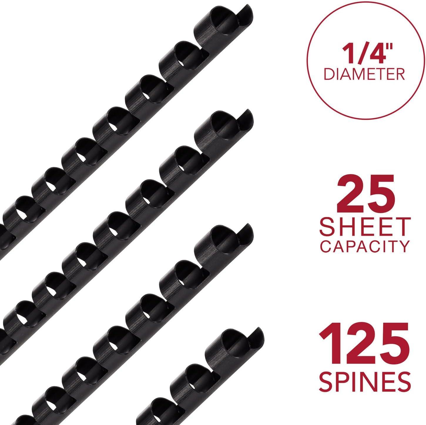 imageMead CombBind Binding SpinesSpiralsCoilsCombs 916quot 105 Sheet Capacity Black 125 Pack 400013814