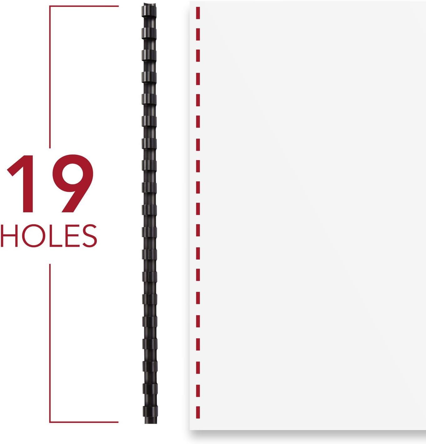 imageMead CombBind Binding SpinesSpiralsCoilsCombs 916quot 105 Sheet Capacity Black 125 Pack 400013814