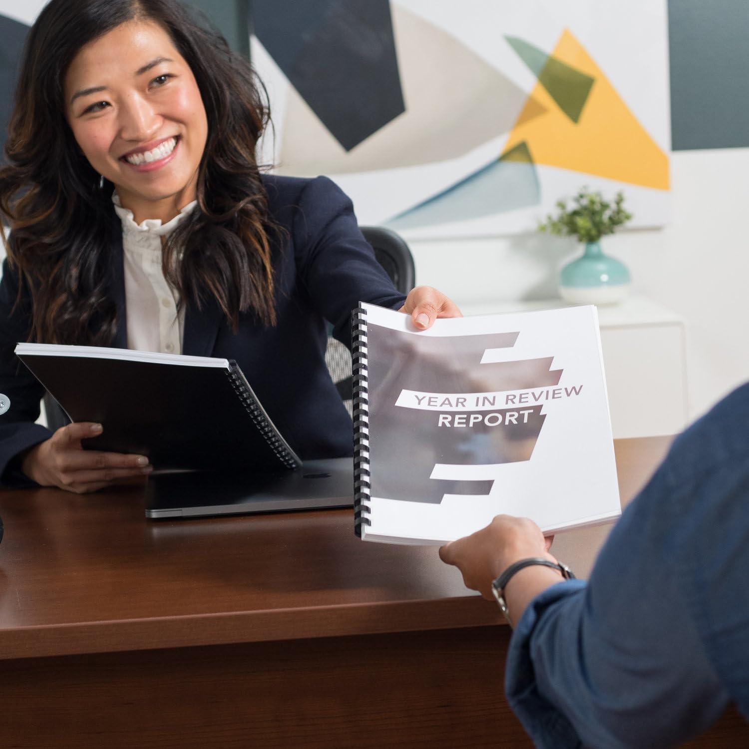 imageMead CombBind Binding SpinesSpiralsCoilsCombs 916quot 105 Sheet Capacity Black 125 Pack 400013834